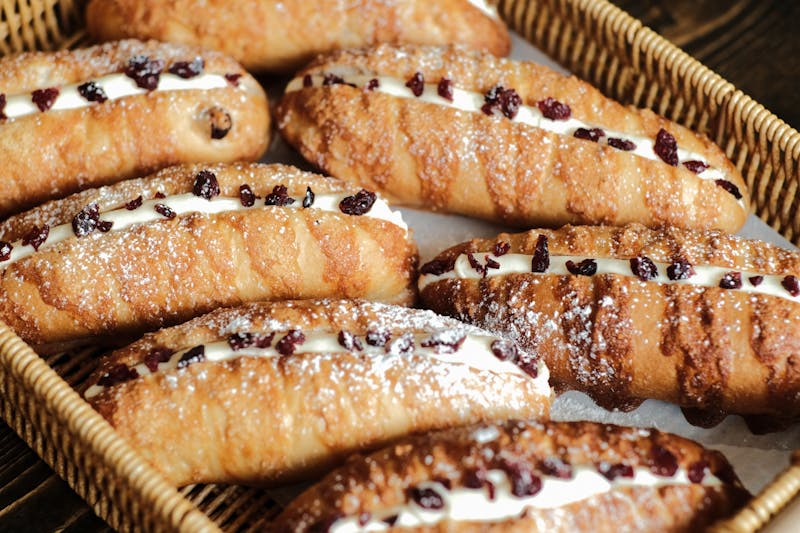 Fresh cannoli with sweet ricotta filling
